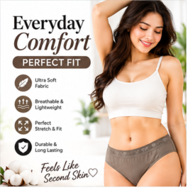 Women’s Premium Grey Full Coverage Brief Panty – Soft, Breathable & Stretchable Everyday Underwear