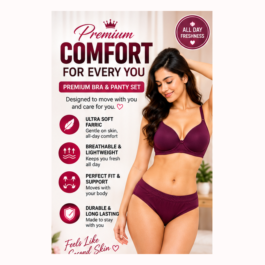 Women’s Premium Burgundy Seamless Bra & Panty Set – Soft, Breathable & Stretchable Everyday Lingerie