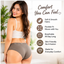 Women’s Premium Grey Full Coverage Brief Panty – Soft, Breathable & Stretchable Everyday Underwear