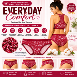 Women’s Premium Maroon Floral Printed Full Coverage Brief Panty – Soft, Breathable & Stretchable Everyday Underwear
