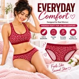 Women’s Premium Maroon Floral Printed Full Coverage Brief Panty – Soft, Breathable & Stretchable Everyday Underwear
