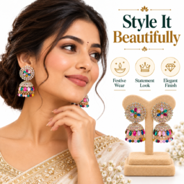 Multicolor Floral Crystal Jhumka