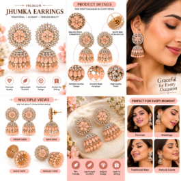 Elegant Pink Floral Crystal Jhumka
