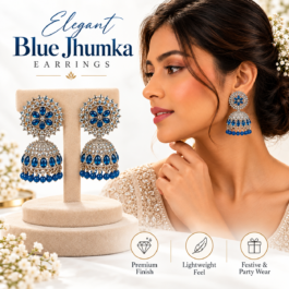 Royal Blue Floral Crystal Jhumka