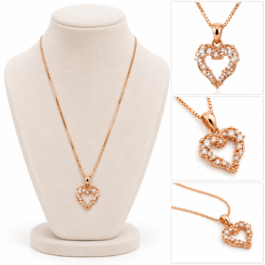 Rose Gold Heart Crystal Pendant Necklace for Women – Elegant Love-Inspired Designer Jewellery