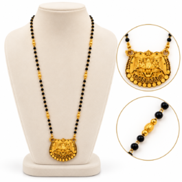 Traditional Gold-Tone Black Beaded Pendant Necklace for Women – Ethnic Heritage Designer Mangalsutra Style