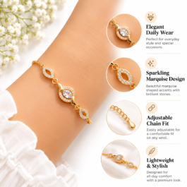 Elegant Golden Oval Crystal Bracelet