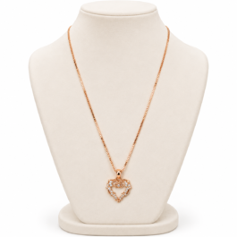 Rose Gold Heart Crystal Pendant Necklace for Women – Elegant Love-Inspired Designer Jewellery