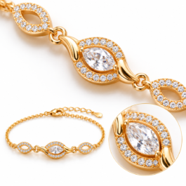 Elegant Golden Oval Crystal Bracelet