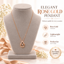 Elegant Rose Gold-Tone Teardrop Crystal Pendant Necklace for Women – Dainty Solitaire-Inspired Designer Necklace