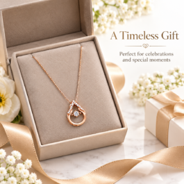 Elegant Rose Gold-Tone Teardrop Crystal Pendant Necklace for Women – Dainty Solitaire-Inspired Designer Necklace