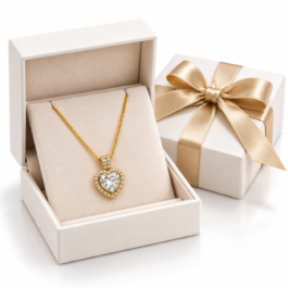 Royal Heart Crystal Pendant Necklace for Women – Gold-Tone Elegant Heart-Shaped Jewellery