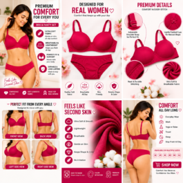 Women’s Premium Seamless Bra & Panty Set – Soft, Breathable & Stretchable Everyday Comfort Lingerie