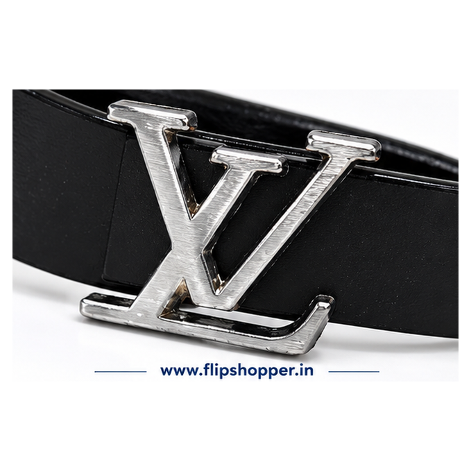 Girls' Premium Black Fashion Belt with Silver-Tone Monogram Buckle | Stylish PU Leather-Look Adjustable Waist Belt for Jeans, Dresses, Skirts & Casual Wear - Image 2