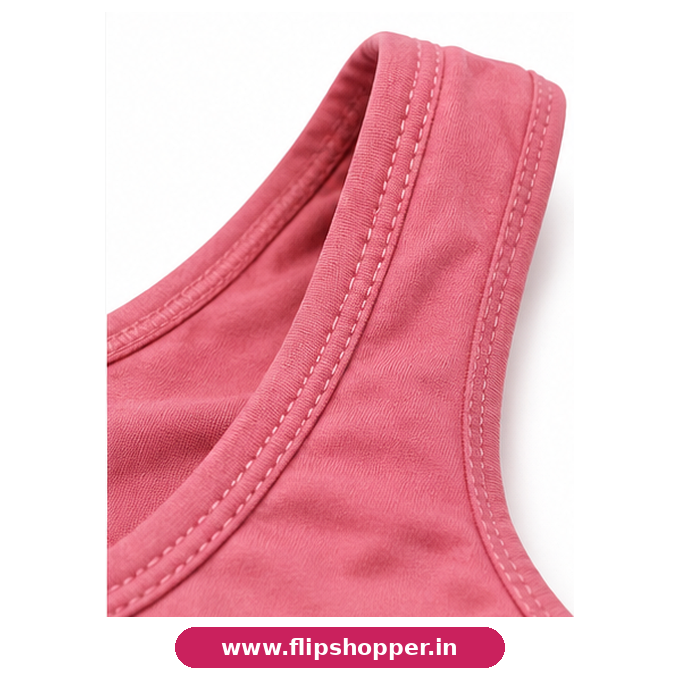 Girls' Ultra Soft Pink Sports Bra with Wide Shoulder Straps | Comfortable Stretchable Everyday Support Bra for Activewear & Daily Use - Image 6