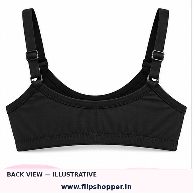 Girls Ultra-Soft Everyday Comfort Bra with Adjustable Straps | Floral Design, Soft Fabric & Comfortable Fit | Black - Image 4