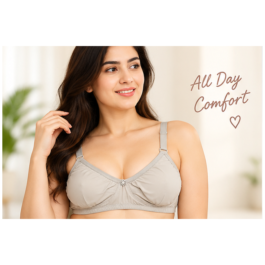 Girls Ultra-Soft Everyday Comfort Bra with Adjustable Straps, Floral Design & Fine Stitching | Lightweight Daily Wear Innerwear – Pearl Grey