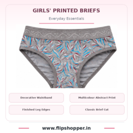 Girls Ultra-Soft Printed Panty with Stretchable Waistband, Breathable Lightweight Fabric & Comfortable Everyday Fit – Grey