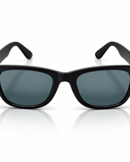 Unisex Black Rectangle Sunglasses for Men & Women | Dark Green Grey Lenses | Classic Full-Rim Wayfarer Style Fashion Eyewear for Travel & Outdoor Wear