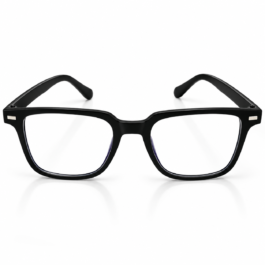 Unisex Black Rectangle Eyeglasses for Men & Women | Clear Lens Full-Rim Spectacle Frame | Classic Lightweight-Look Fashion Eyewear for Office & Everyday Wear