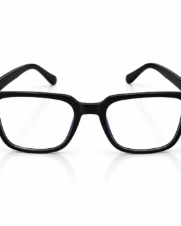 Unisex Black Rectangle Eyeglasses for Men & Women | Clear Lens Full-Rim Spectacle Frame | Classic Lightweight-Look Fashion Eyewear for Office & Everyday Wear