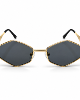 Unisex Geometric Hexagon Sunglasses for Men & Women | Gold-Tone Metal Frame with Dark Smoke Lenses | Retro Fashion Eyewear for Casual, Travel & Party Wear