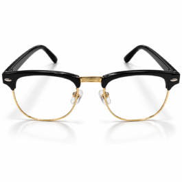 Unisex Black & Gold Browline Eyeglasses for Men & Women | Clear Lens Semi-Rimless Full-Style Frame | Classic Clubmaster Fashion Eyewear