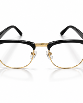 Unisex Black & Gold Browline Eyeglasses for Men & Women | Clear Lens Semi-Rimless Full-Style Frame | Classic Clubmaster Fashion Eyewear