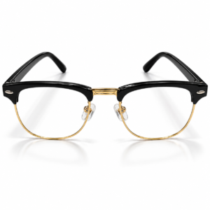 Unisex Black & Gold Browline Eyeglasses for Men & Women | Clear Lens Semi-Rimless Full-Style Frame | Classic Clubmaster Fashion Eyewear