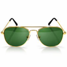Unisex Green Lens Aviator Sunglasses for Men & Women | Gold-Tone Metal Frame | Double Bridge Retro Fashion Eyewear for Driving, Travel & Outdoor Wear