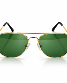 Unisex Green Lens Aviator Sunglasses for Men & Women | Gold-Tone Metal Frame | Double Bridge Retro Fashion Eyewear for Driving, Travel & Outdoor Wear