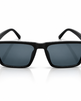 Unisex Black Rectangle Sunglasses for Men & Women | Dark Smoke Blue-Grey Lens | Stylish Full-Rim Frame for Driving, Travel & Outdoor Wear