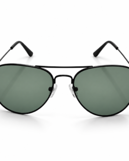 Unisex Classic Aviator Sunglasses for Men & Women | Black Metal Frame with Green Grey Lenses | Double Bridge Retro Fashion Eyewear for Travel & Outdoor Wear