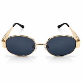 Unisex Retro Oval Sunglasses for Men & Women | Gold-Tone Metal Frame with Dark Smoke Lenses | Vintage Style Fashion Eyewear