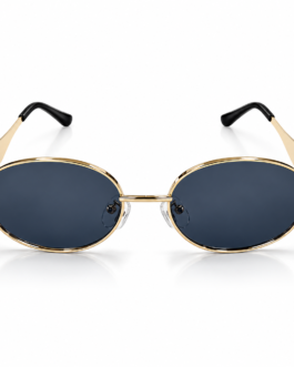 Unisex Retro Oval Sunglasses for Men & Women | Gold-Tone Metal Frame with Dark Smoke Lenses | Vintage Style Fashion Eyewear