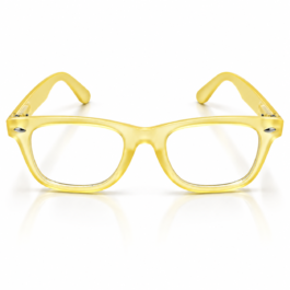 Unisex Transparent Yellow Rectangle Eyeglasses | Stylish Clear Lens Full-Rim Frame for Men & Women | Modern Casual Fashion Eyewear