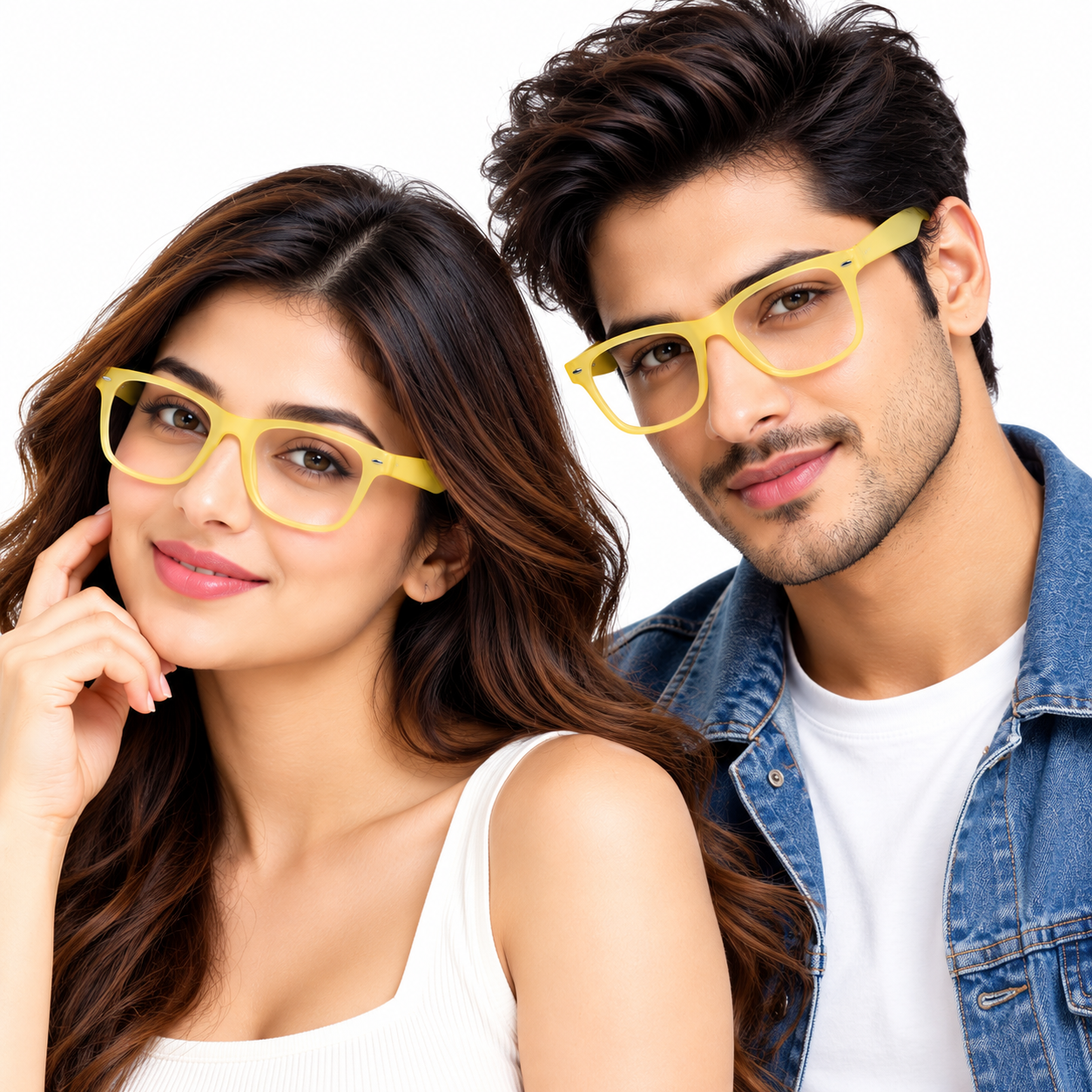 Unisex Transparent Yellow Rectangle Eyeglasses | Stylish Clear Lens Full-Rim Frame for Men & Women | Modern Casual Fashion Eyewear - Image 7