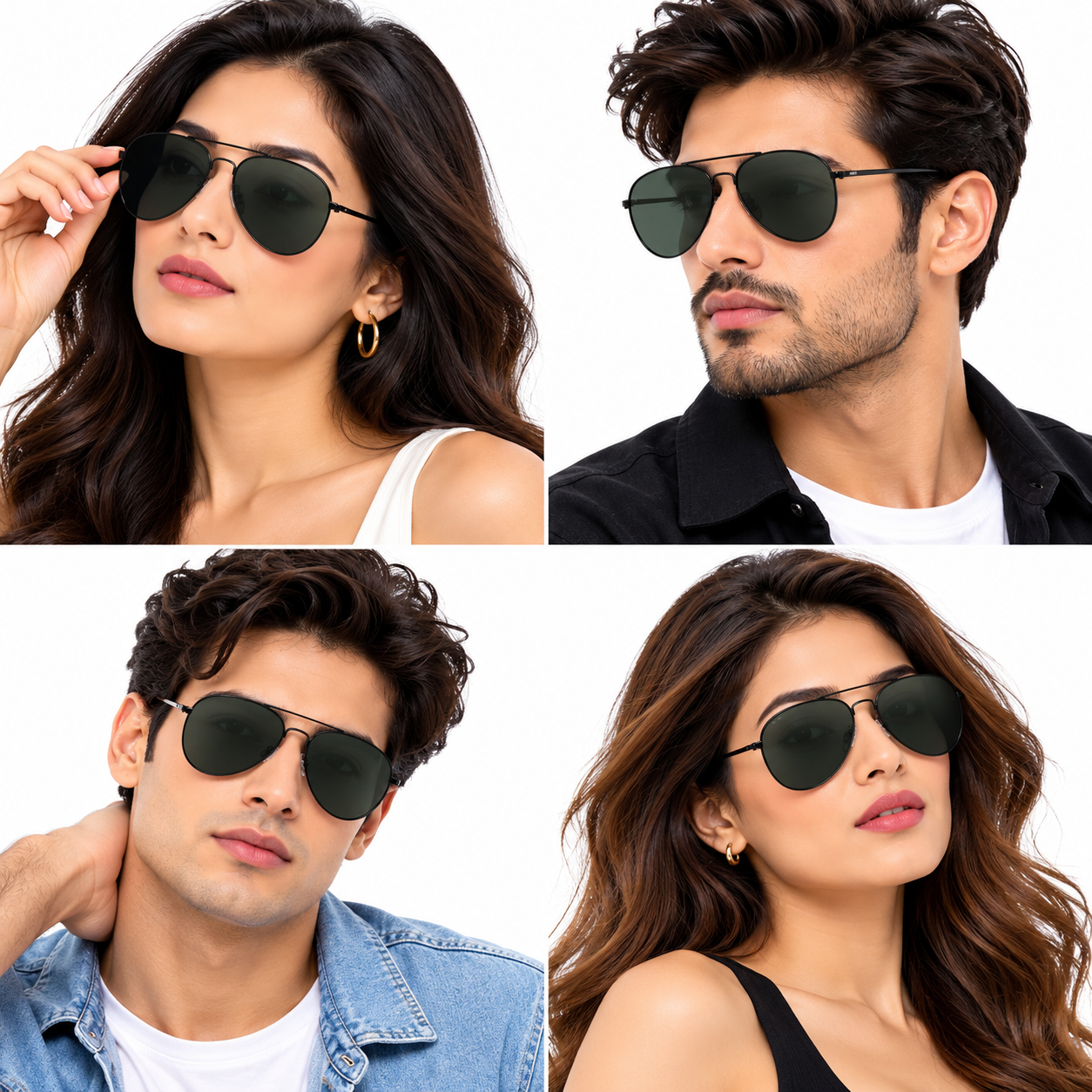 Unisex Classic Aviator Sunglasses for Men & Women | Black Metal Frame with Green Grey Lenses | Double Bridge Retro Fashion Eyewear for Travel & Outdoor Wear - Image 5