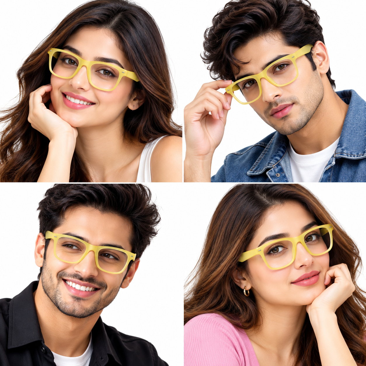 Unisex Transparent Yellow Rectangle Eyeglasses | Stylish Clear Lens Full-Rim Frame for Men & Women | Modern Casual Fashion Eyewear - Image 5