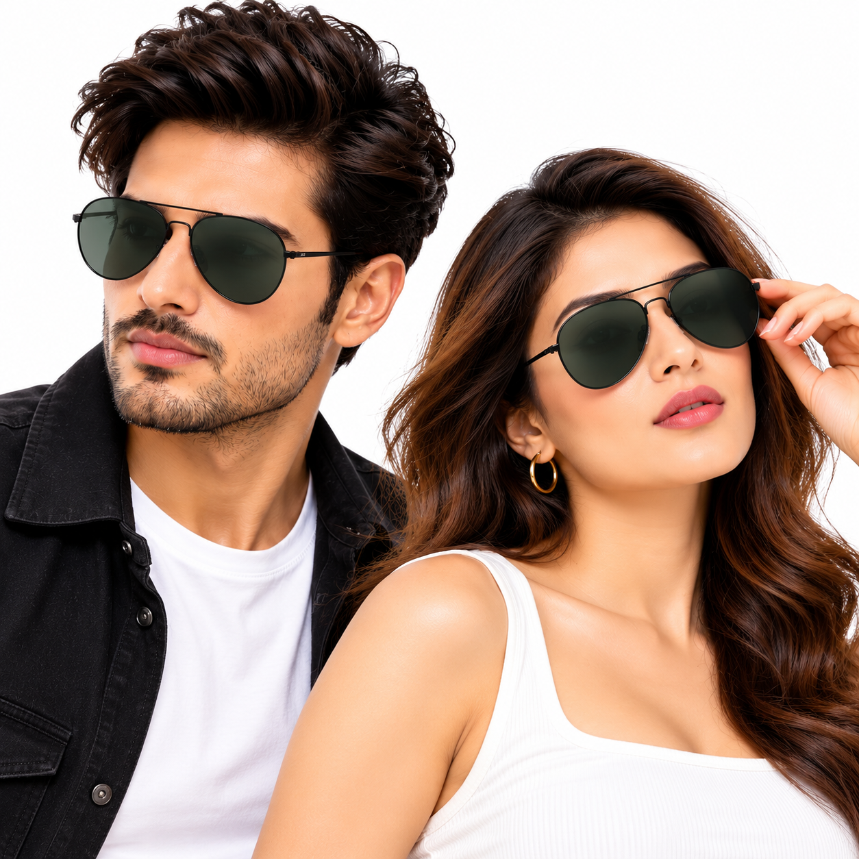 Unisex Classic Aviator Sunglasses for Men & Women | Black Metal Frame with Green Grey Lenses | Double Bridge Retro Fashion Eyewear for Travel & Outdoor Wear - Image 7