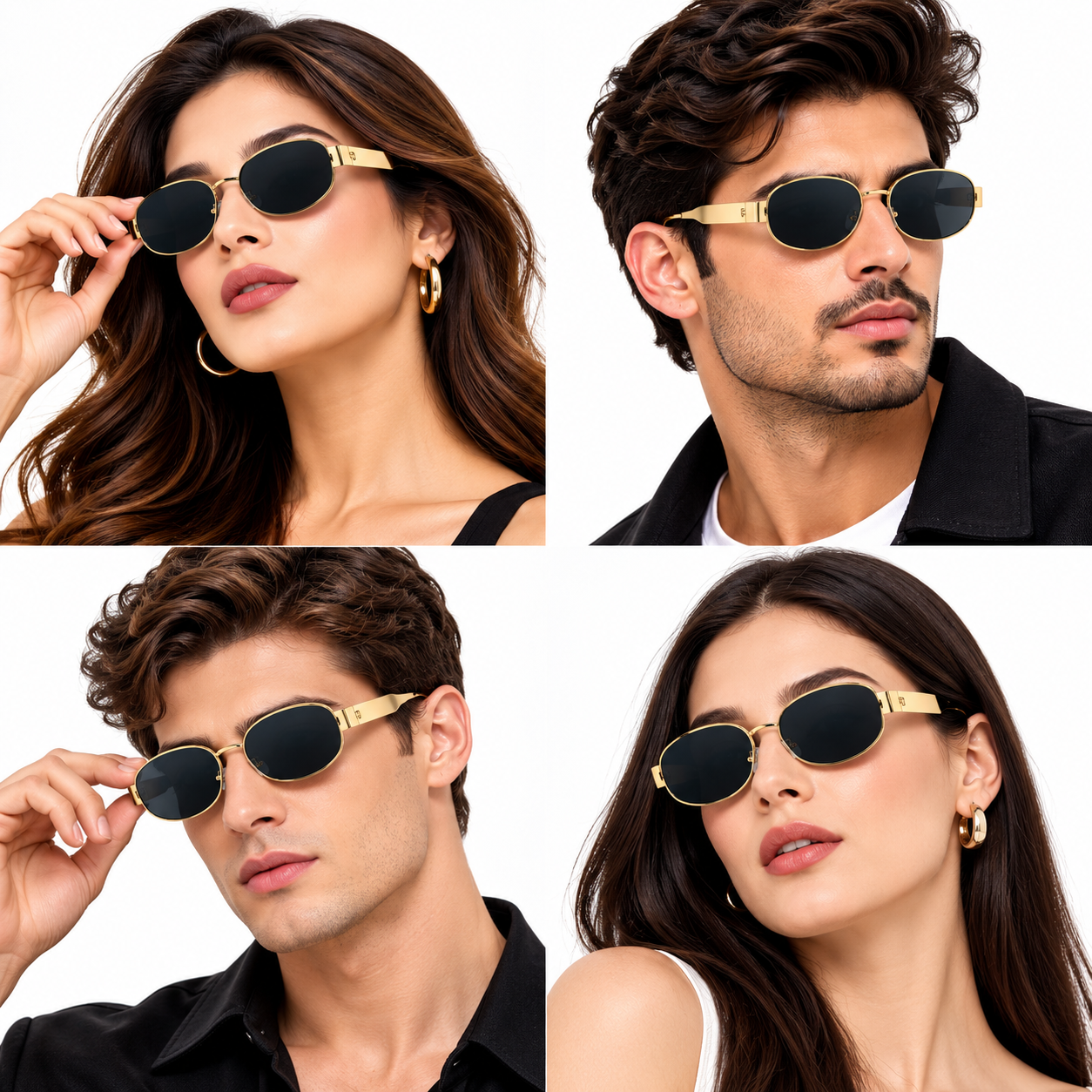 Unisex Retro Oval Sunglasses for Men & Women | Gold-Tone Metal Frame with Dark Smoke Lenses | Vintage Style Fashion Eyewear - Image 5