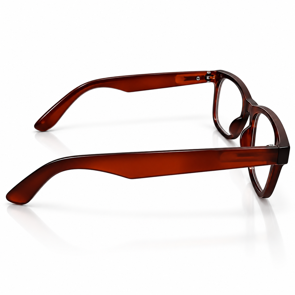 Unisex Transparent Brown Rectangle Eyeglasses for Men & Women | Clear Lens Full-Rim Stylish Spectacle Frame | Classic Casual Fashion Eyewear - Image 3