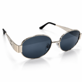 Unisex Retro Oval Sunglasses for Men & Women | Silver-Tone Metal Frame with Dark Smoke Lenses | Vintage Fashion Eyewear for Casual & Travel Wear