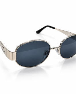 Unisex Retro Oval Sunglasses for Men & Women | Silver-Tone Metal Frame with Dark Smoke Lenses | Vintage Fashion Eyewear for Casual & Travel Wear