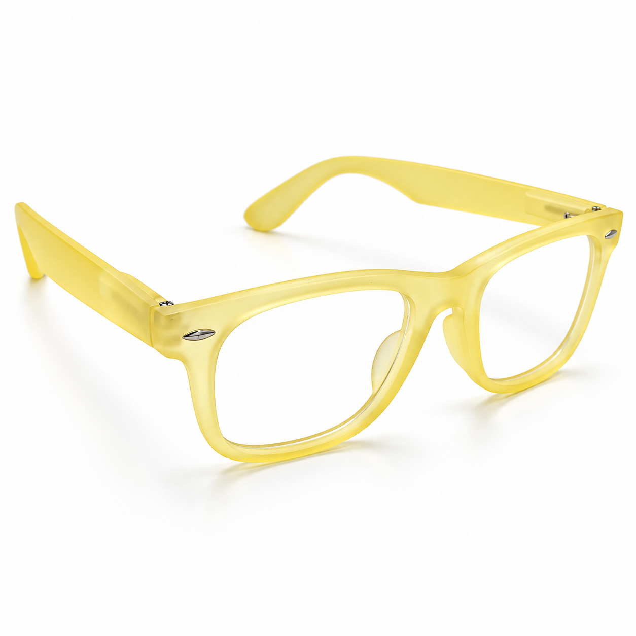 Unisex Transparent Yellow Rectangle Eyeglasses | Stylish Clear Lens Full-Rim Frame for Men & Women | Modern Casual Fashion Eyewear - Image 2