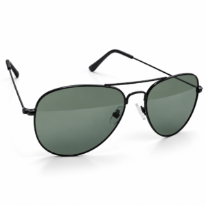 Unisex Classic Aviator Sunglasses for Men & Women | Black Metal Frame with Green Grey Lenses | Double Bridge Retro Fashion Eyewear for Travel & Outdoor Wear