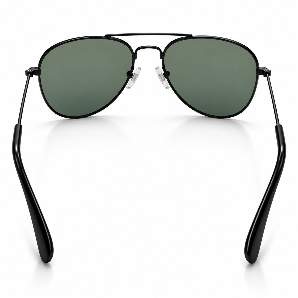 Unisex Classic Aviator Sunglasses for Men & Women | Black Metal Frame with Green Grey Lenses | Double Bridge Retro Fashion Eyewear for Travel & Outdoor Wear - Image 4