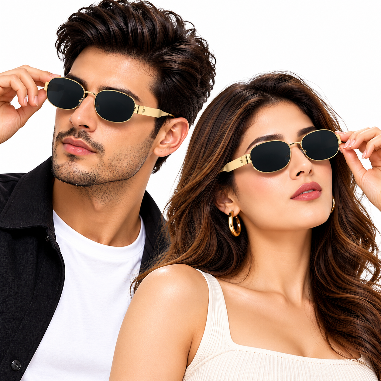 Unisex Retro Oval Sunglasses for Men & Women | Gold-Tone Metal Frame with Dark Smoke Lenses | Vintage Style Fashion Eyewear - Image 7