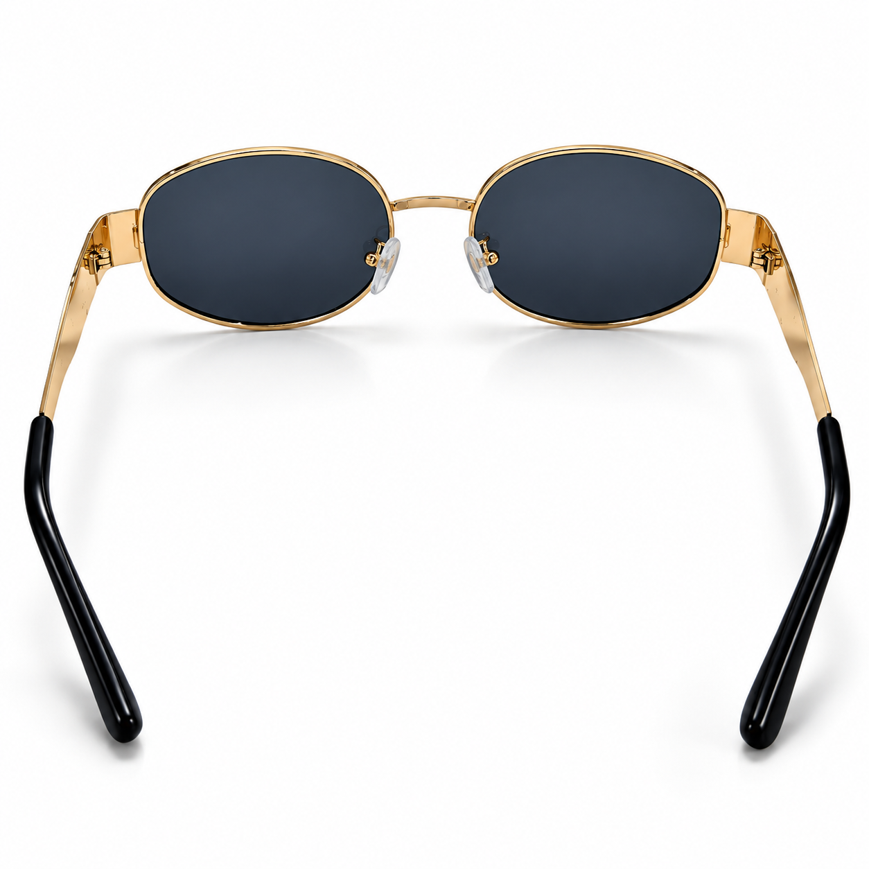Unisex Retro Oval Sunglasses for Men & Women | Gold-Tone Metal Frame with Dark Smoke Lenses | Vintage Style Fashion Eyewear - Image 4