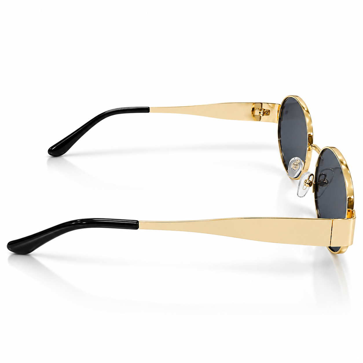 Unisex Retro Oval Sunglasses for Men & Women | Gold-Tone Metal Frame with Dark Smoke Lenses | Vintage Style Fashion Eyewear - Image 3